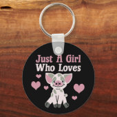 Alleen een meisje dat van varkens houdt sleutelhanger (Voorkant)