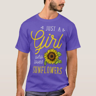 Alleen een meisje dat van zonnebloemen houdt, kuns t-shirt