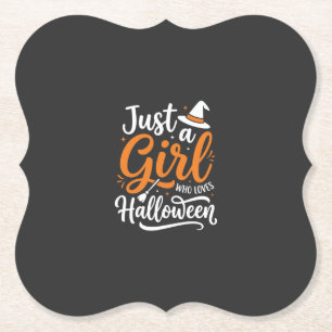 Alleen Een Meisje Halloween Vector Kunst Kartonnen Onderzetters
