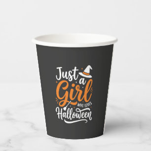Alleen Een Meisje Halloween Vector Kunst Papieren Bekers