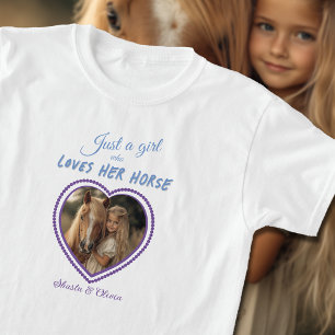 Alleen een meisje houdt van haar paardenfoto hart  t-shirt