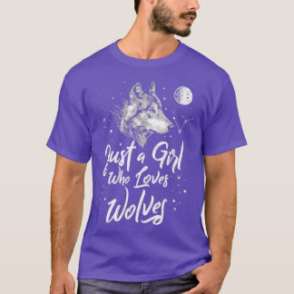 Alleen een meisje van Wolven Wolf Women Girls T-shirt