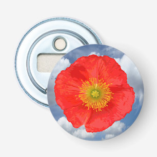 Alleen een popy Blossom + jouw tekst & ideeën Button Flesopener