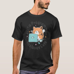 Alleen een programmeur die van katten houdt en com t-shirt