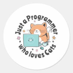 Alleen een programmeur die van katten houdt ronde sticker