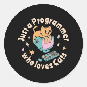 Alleen een programmeur die van katten houdt ronde sticker