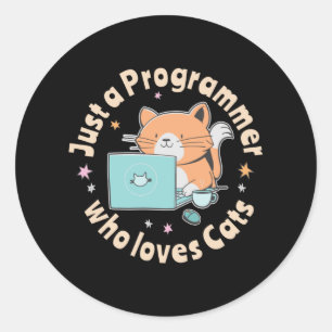 Alleen een programmeur die van katten houdt ronde sticker