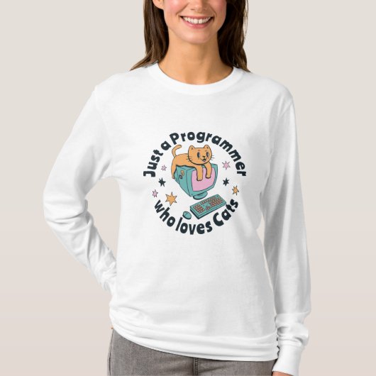 Alleen een programmeur die van katten houdt t-shirt (Voorkant)