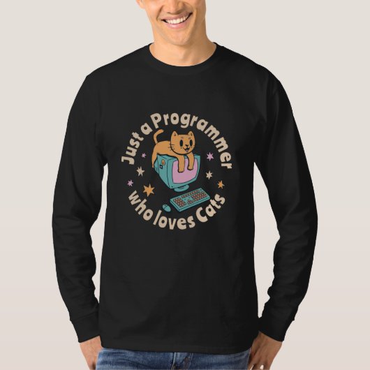 Alleen een programmeur die van katten houdt t-shirt (Voorkant)