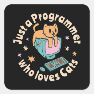 Alleen een programmeur die van katten houdt vierkante sticker