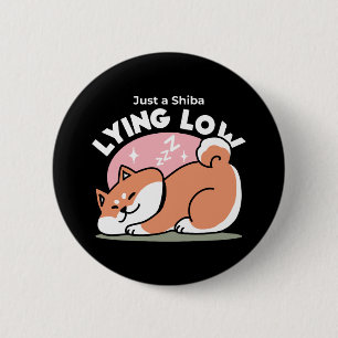 Alleen een Shiba Lying Low: Schattige Shiba Inu-on Ronde Button 5,7 Cm