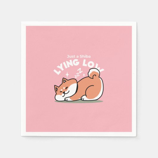 Alleen een Shiba Lying Low: Schattige Shiba Inu-on Servet (Voorkant)