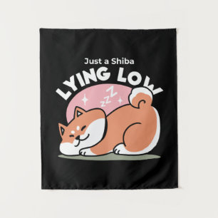 Alleen een Shiba Lying Low: Schattige Shiba Inu-on Wandkleed