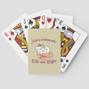 Alleen een vrouw die van katten en koffie houdt pokerkaarten