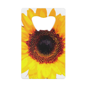 Alleen een zonnebloem bloesem + jouw tekst & ideeë kredietkaart flessenopener