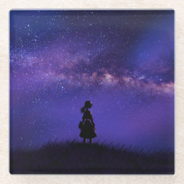 Alleen en Sterrennacht Glazen Onderzetter