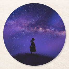 Alleen en Sterrennacht Ronde Kartonnen Onderzetter