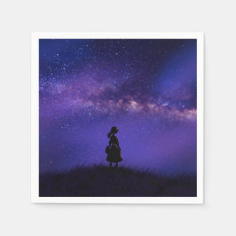 Alleen en sterrennacht servet