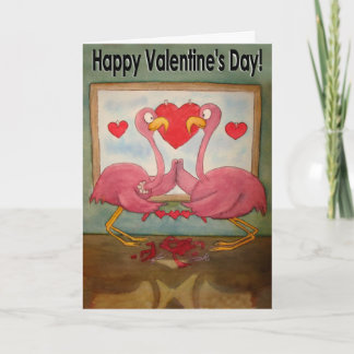 Alleen Flamingo Happy Valentine's Day Card Feestdagen Kaart