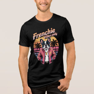 Alleen Franse Vibes Retro Zonsondergang Franse Bul Tri-Blend Shirt