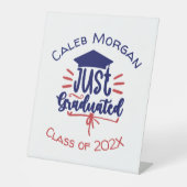 Alleen gediplomeerd rood en blauw reclamebord met voetstuk (Voorkant)