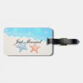 Alleen gehuwde Seashells Beach Weddenschap Bagagelabel (Achterkant horizontaal)