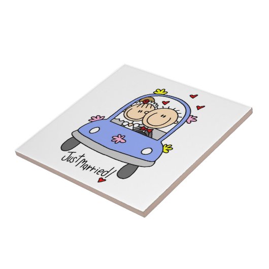 Alleen gehuwde T-shirts en cadeautjes met bruid en Tegeltje (Zijkant)