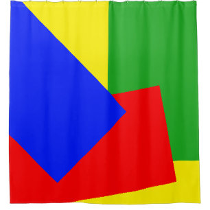 Alleen GEO kleuren helder rood geel Douchegordijn
