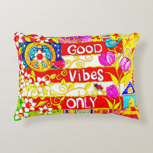 Alleen goede bloemen, Boho Peace Sign, Daisies, Vl Accent Kussen