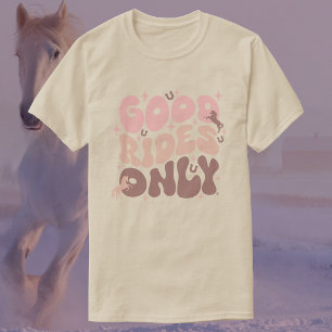 Alleen goede ritten   Groovy Retro Pink Horse T-shirt