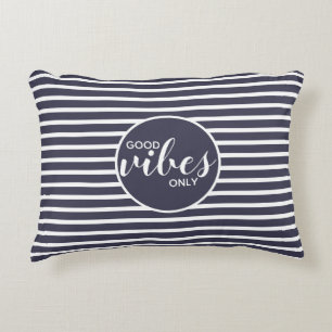 Alleen Goede Vibes Blauwe en Witte Typografie Cita Accent Kussen