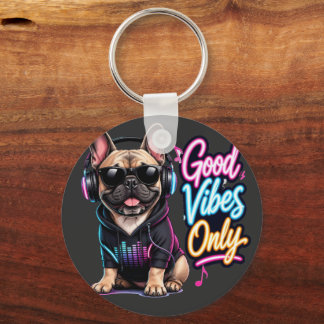 Alleen Goede Vibes Franse Bulldog Ontwerp Sleutelhanger