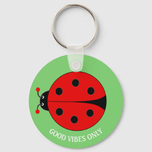 Alleen Goede Vibes Lieveheersbeestje op Lime Groen Sleutelhanger