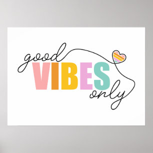 Alleen Goede Vibes Regenboog Hart Poster