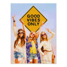 Alleen Goede Vibes Retro Hippie Poster