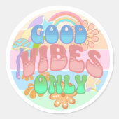 Alleen goede vibes | Retro Vintage Ronde Sticker (Voorkant)