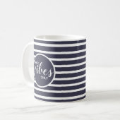 Alleen Goede Vibes Trendy Typografie Citaat Blauw Koffiemok (Voorkant links)