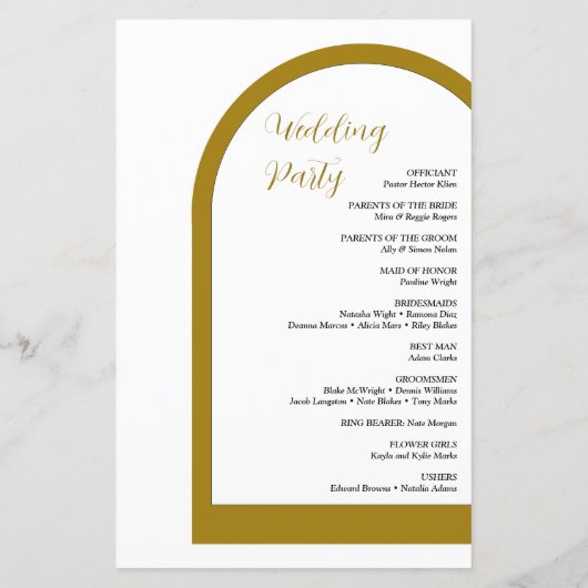 Alleen het Boho Arch Script Text Wedding Program (Achterkant)