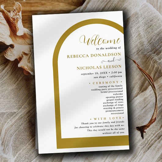 Alleen het Boho Arch Script Text Wedding Program