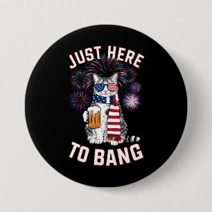 Alleen hier om USA-vlag bier kattenliefhebber 4 ju Ronde Button 7,6 Cm