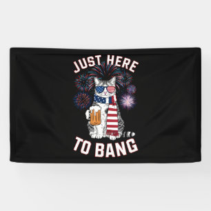 Alleen hier om USA-vlag bier kattenliefhebber 4 ju Spandoek
