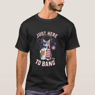 Alleen hier om USA-vlag bier kattenliefhebber 4 ju T-shirt