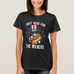 Alleen Hier Voor De Wieners Kat HotDog 4 juli T-shirt