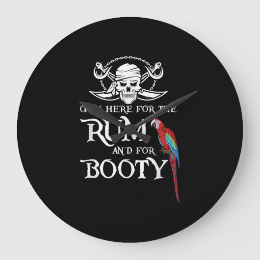 Alleen    hierRum en Booty Pirate & Parrot Pirate Grote Klok (Voorkant)