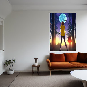 Alleen in het bos   AI Art Poster