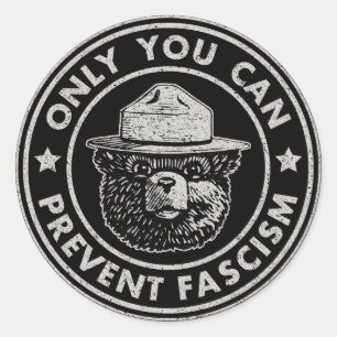 Alleen jij kunt fascisme weerstaan voorkomen ronde sticker