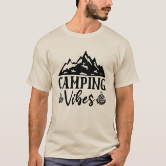 Alleen Kampeer Vibes – Retro Kampeer Vuur & Berg A T-shirt