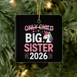 Alleen kind doorgestreept grote zus 2026 zwangersc keramisch ornament