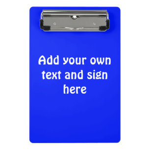 Alleen kleur achtergrond - koningsblauw + jouw ide mini klembord