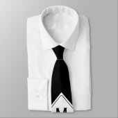 Alleen kleur en Button - zwart wit + monogram Stropdas (Gebonden)